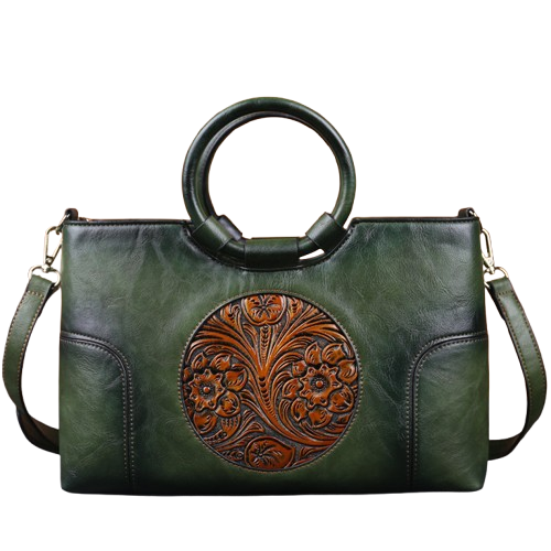 Florence - Retro Leather Bag - Ebony Black