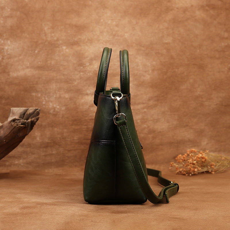 Florence - Retro Leather Bag - Ebony Black
