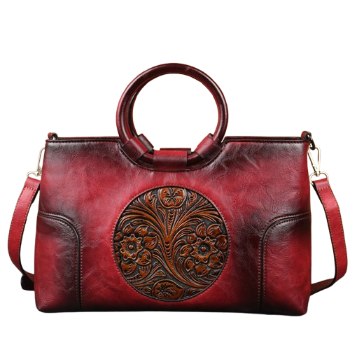 Florence - Retro Leather Bag - Ebony Black
