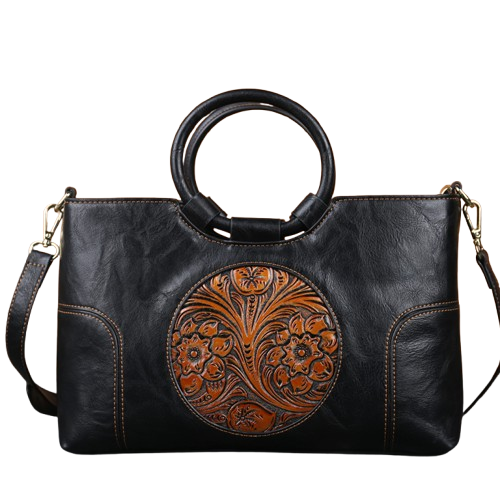 Florence - Retro Leather Bag - Ebony Black