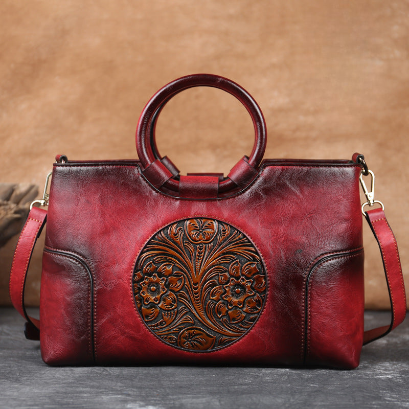 Florence - Retro Leather Bag - Ebony Black