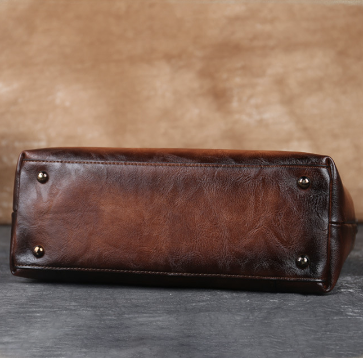 Florence - Retro Leather Bag - Ebony Black